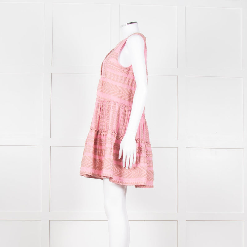 Devotion Twins Pink Beige Cotton Sleeveless Tiered Dress