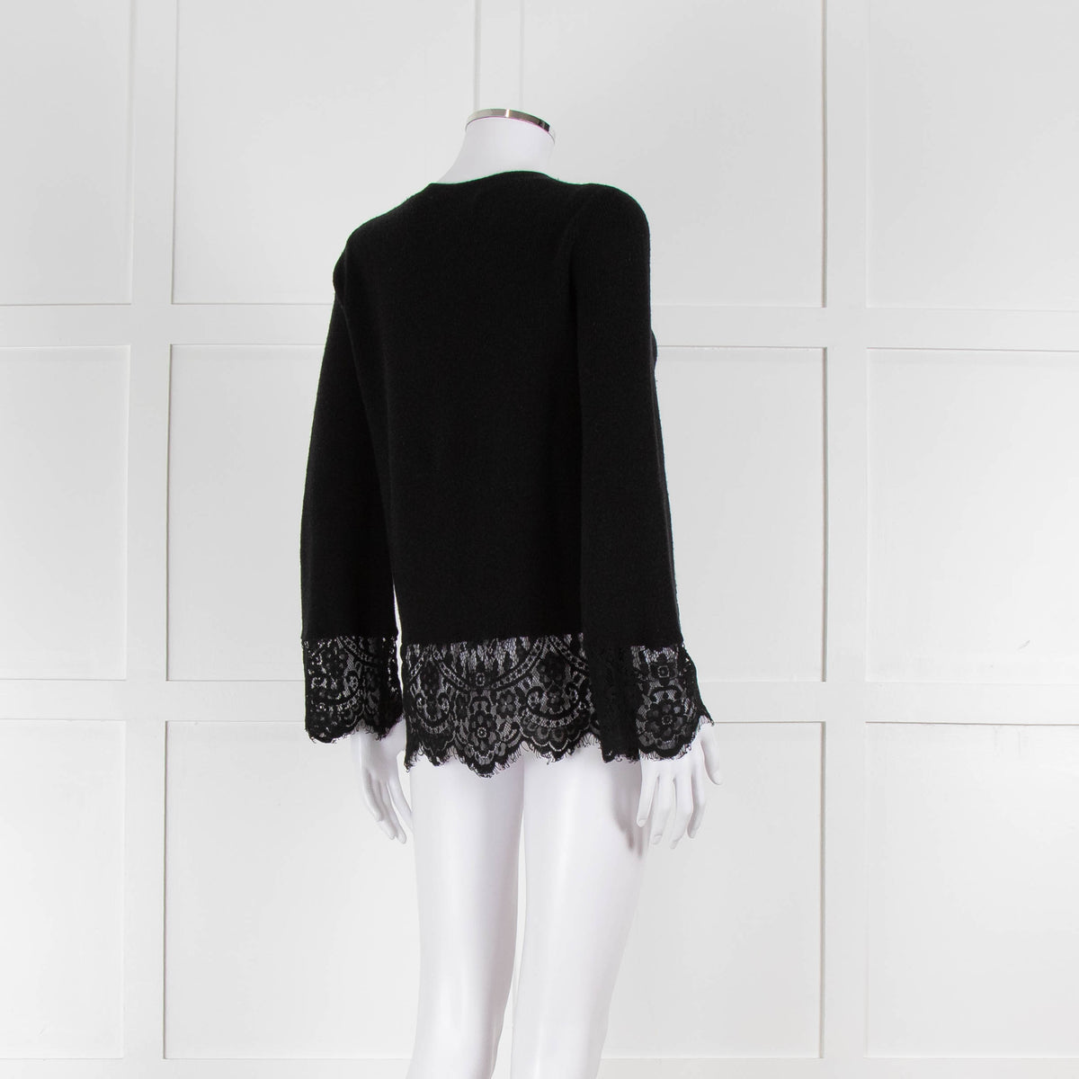 Steffen Schraut Black Wool Lace Hem Jumper