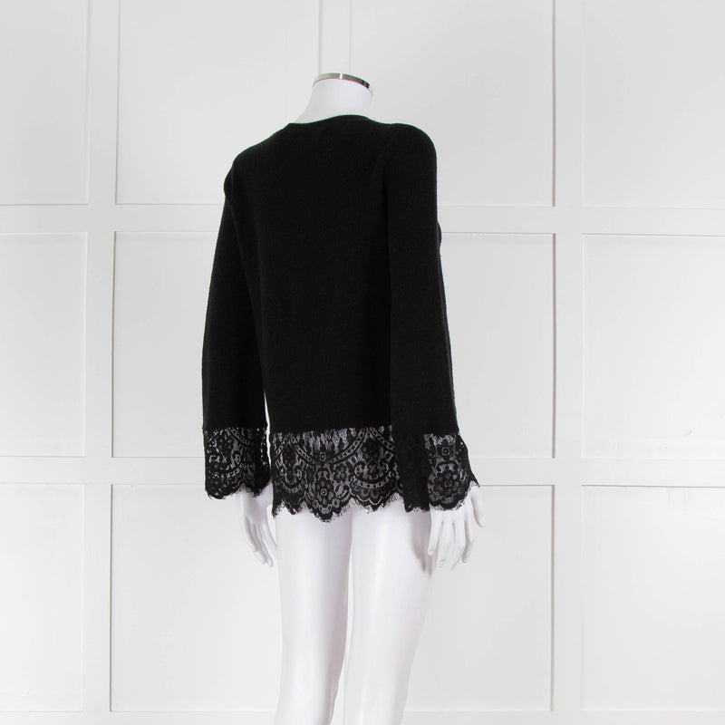 Steffen Schraut Black Wool Lace Hem Jumper