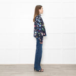 Stine Goya Navy Multi Floral High Neck Blouse