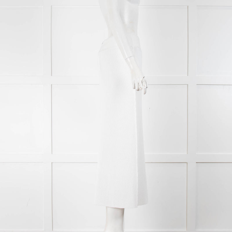 NU Pleats White Plisse Midi Skirt
