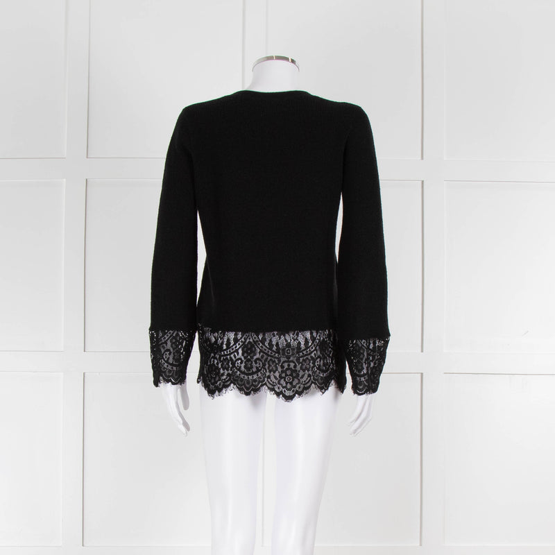 Steffen Schraut Black Wool Lace Hem Jumper