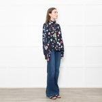 Stine Goya Navy Multi Floral High Neck Blouse