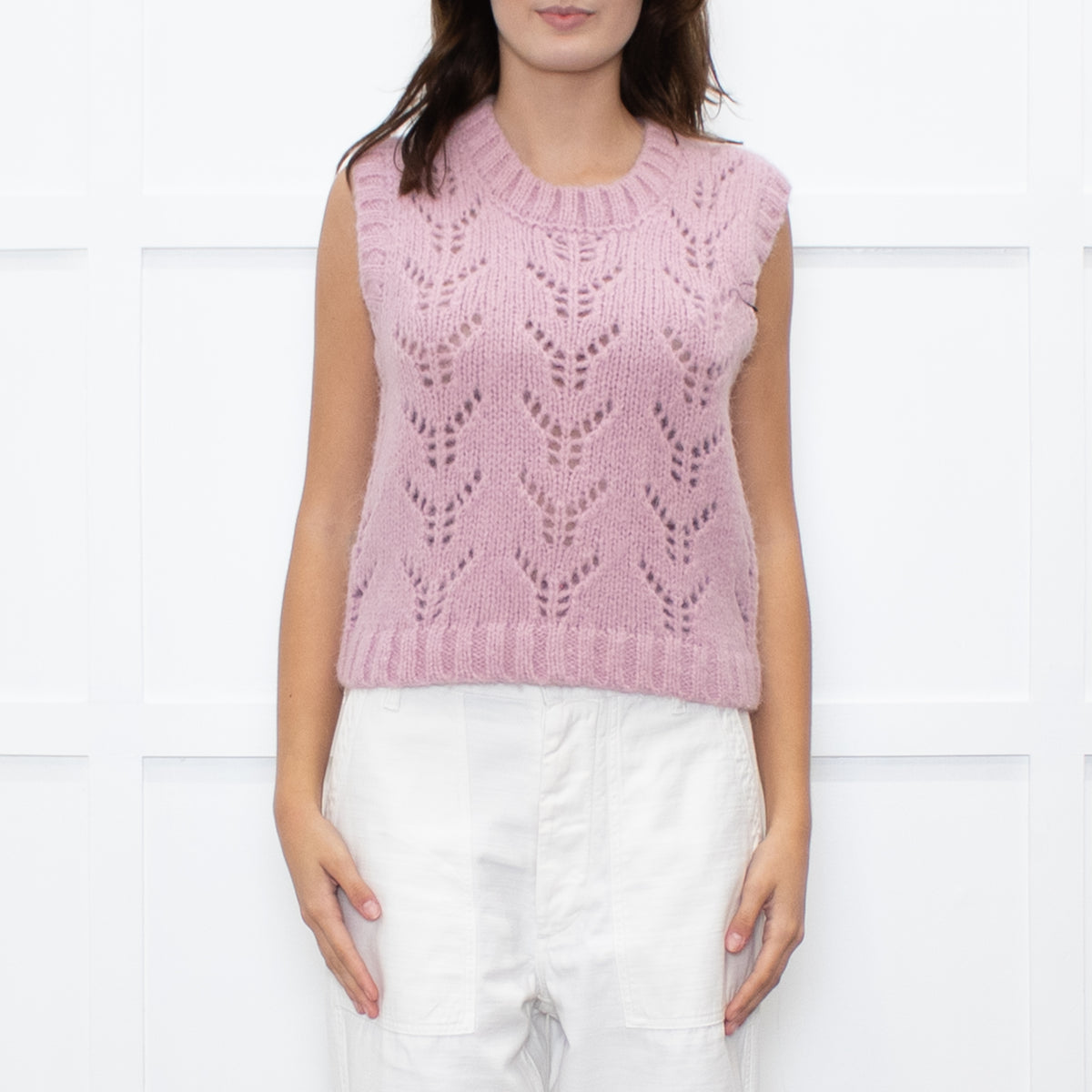 Wyse Dusty Pink Alpaca Knit Tank Top