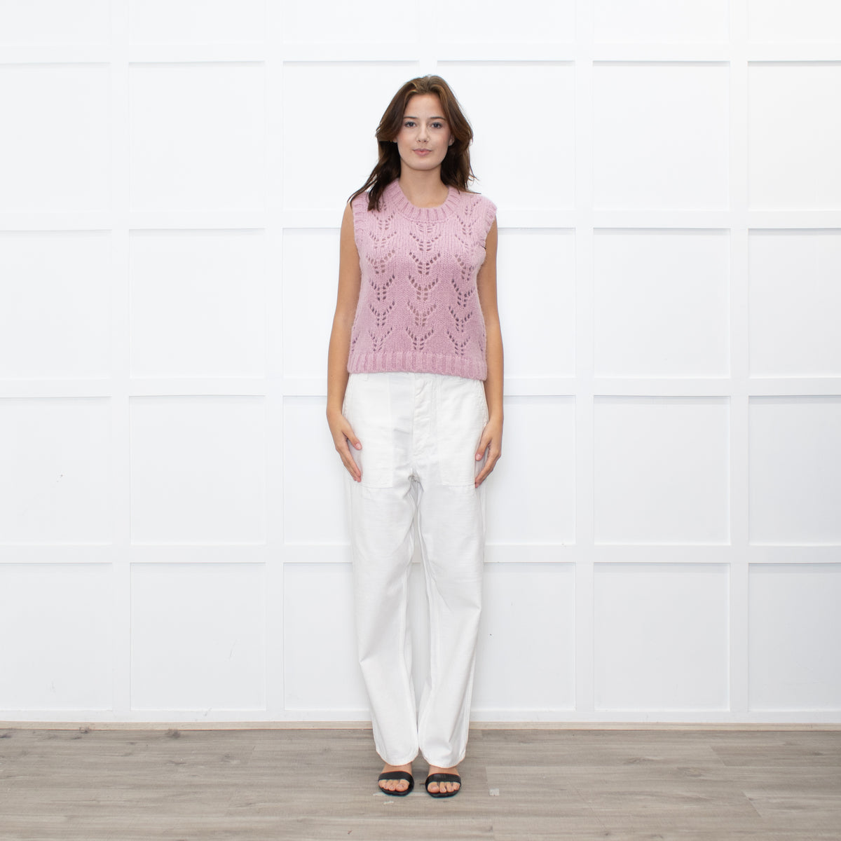 Wyse Dusty Pink Alpaca Knit Tank Top