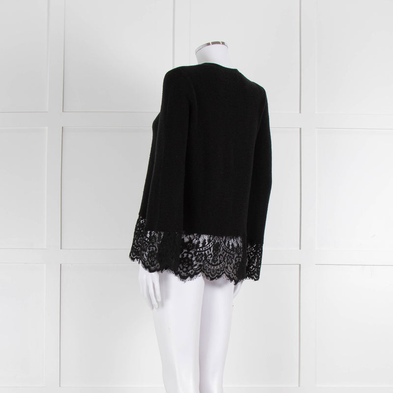 Steffen Schraut Black Wool Lace Hem Jumper