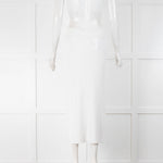 NU Pleats White Plisse Midi Skirt
