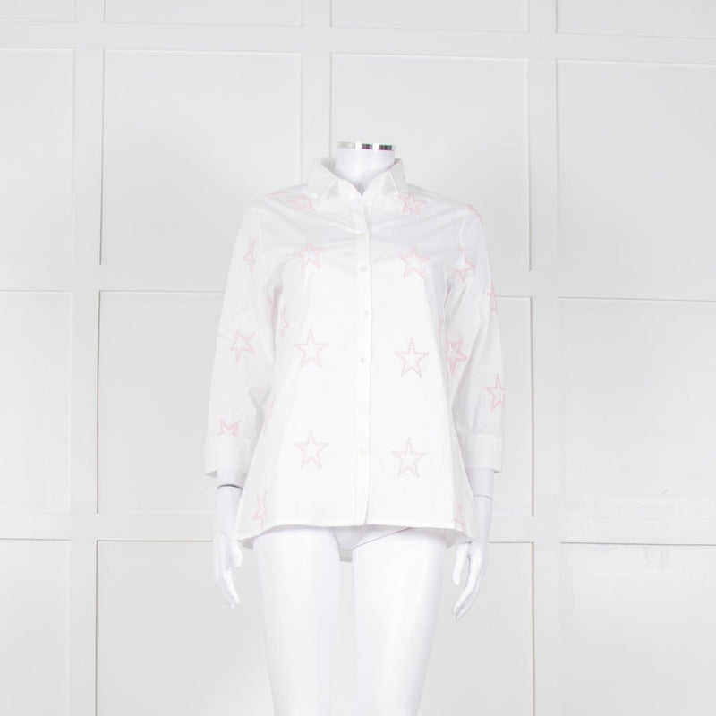 Daniel & Mayer White Pink Star Embroidered Shirt