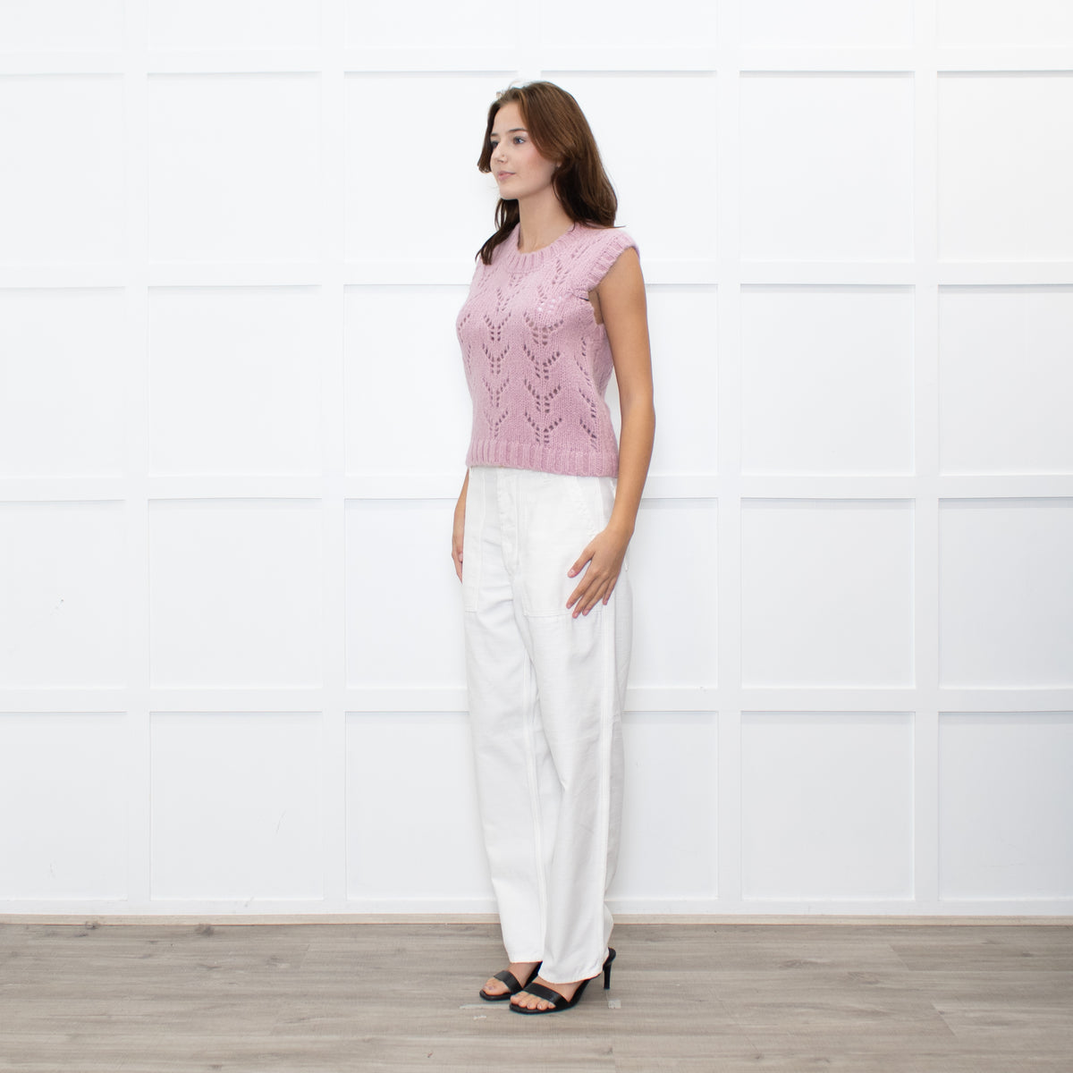 Wyse Dusty Pink Alpaca Knit Tank Top