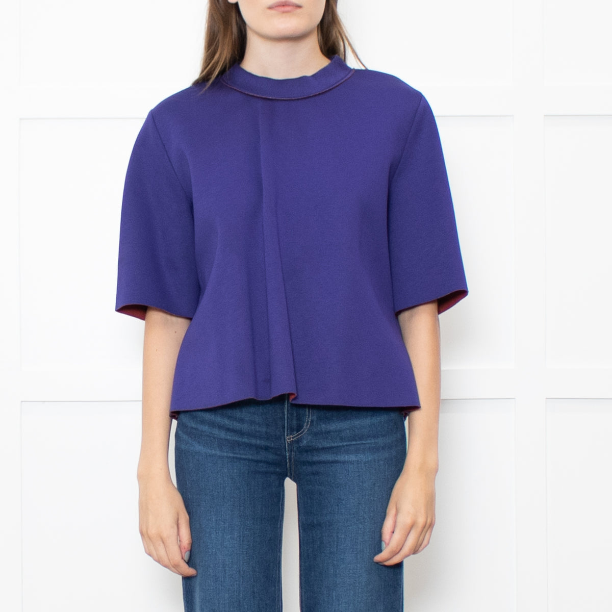 Marni Purple Zip Up Short Sleeve Oversized Top