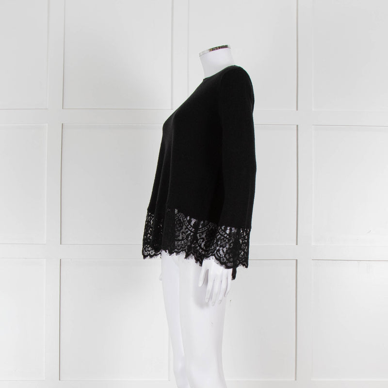 Steffen Schraut Black Wool Lace Hem Jumper