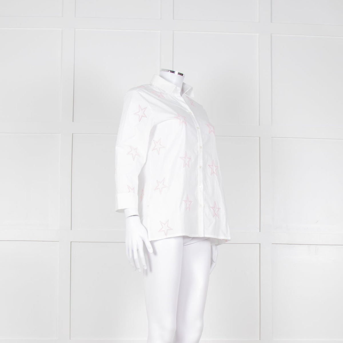 Daniel & Mayer White Pink Star Embroidered Shirt