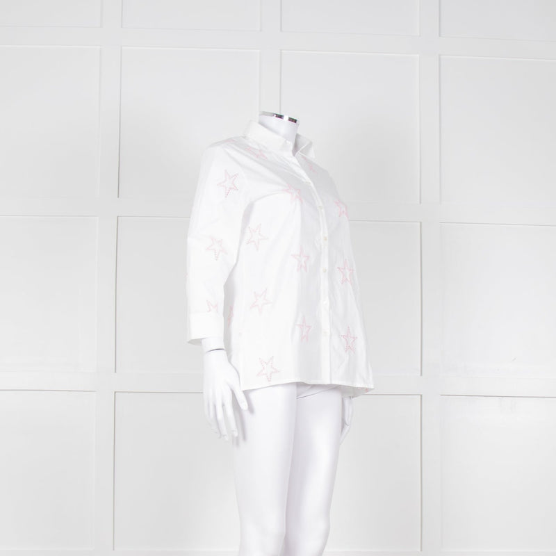 Daniel & Mayer White Pink Star Embroidered Shirt