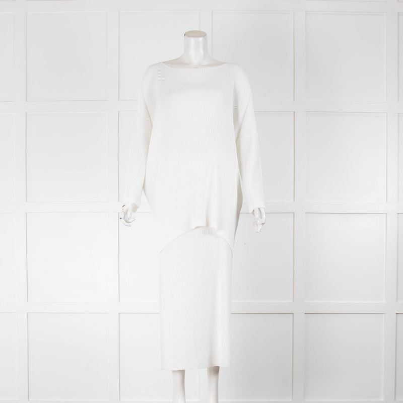 NU Pleats White Plisse Long Sleeved Top