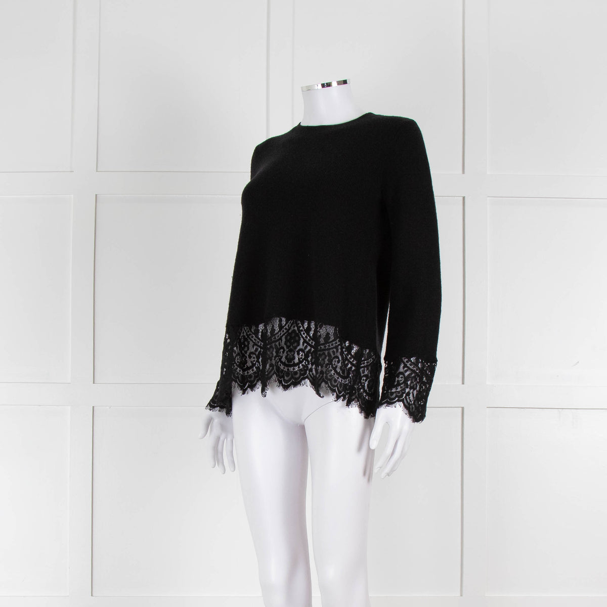 Steffen Schraut Black Wool Lace Hem Jumper