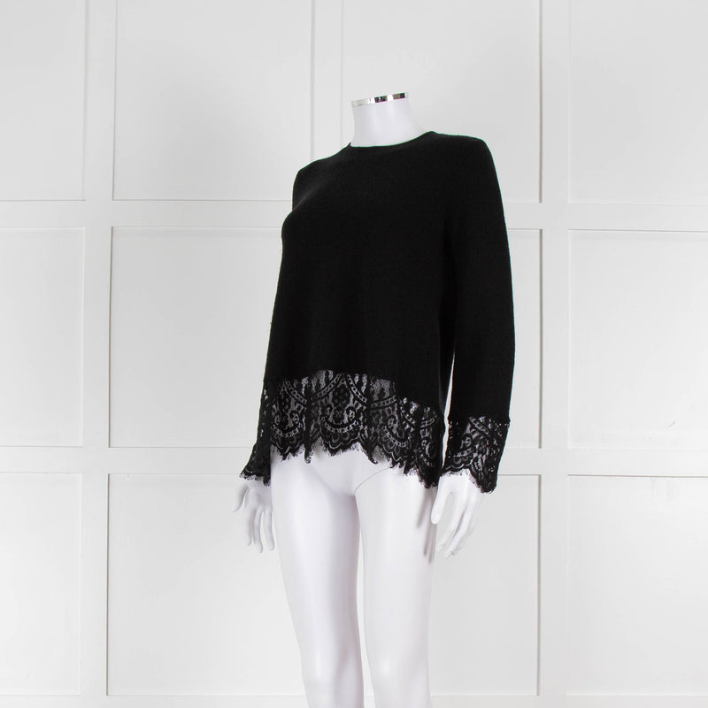 Steffen Schraut Black Wool Lace Hem Jumper