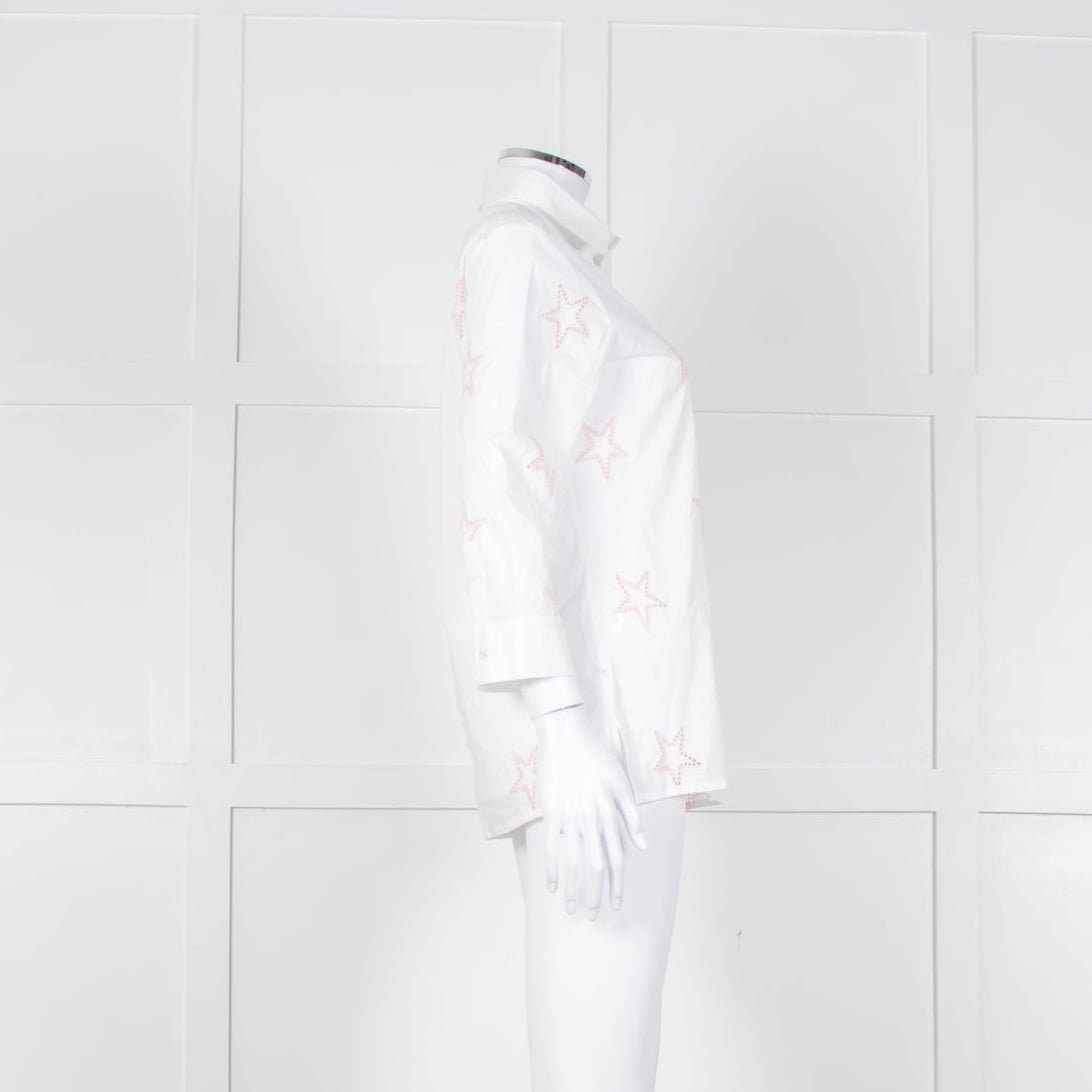 Daniel & Mayer White Pink Star Embroidered Shirt