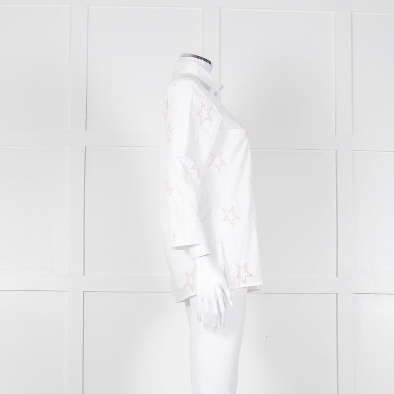 Daniel & Mayer White Pink Star Embroidered Shirt