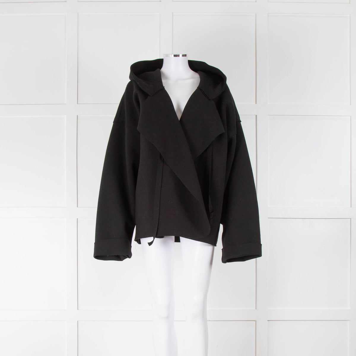 Norma Kamali Black Cotton Hooded Jacket