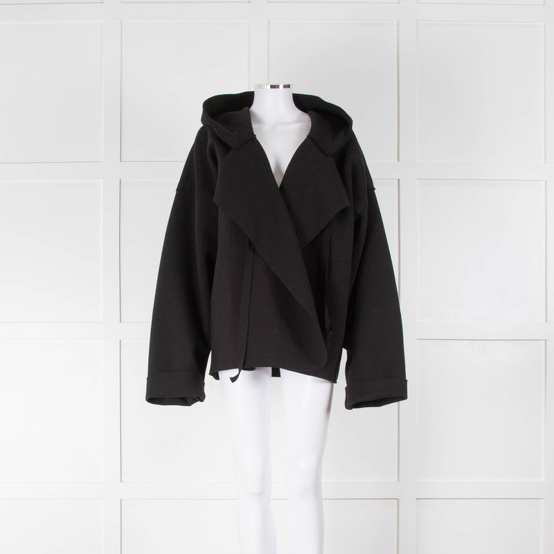 Norma Kamali Black Cotton Hooded Jacket