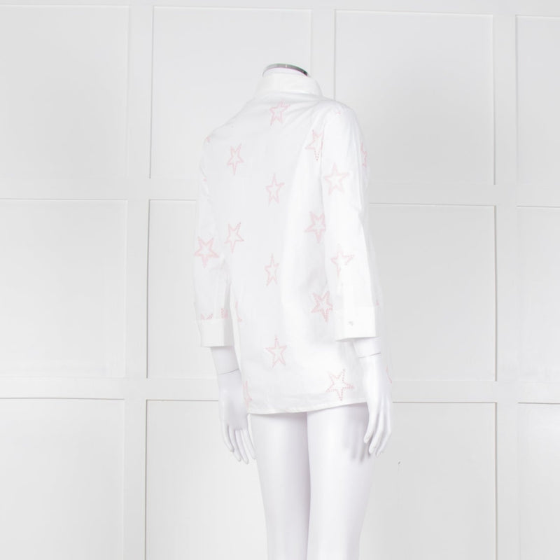 Daniel & Mayer White Pink Star Embroidered Shirt