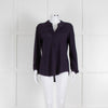 Bruno Manetti Navy Linen Slub Long Sleeve Top