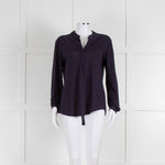 Bruno Manetti Navy Linen Slub Long Sleeve Top
