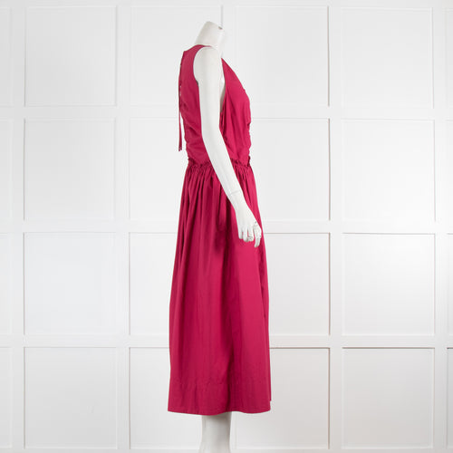 Ulla Johnson Raspberry Pink Frill Detail Sleeveless Cotton Dress