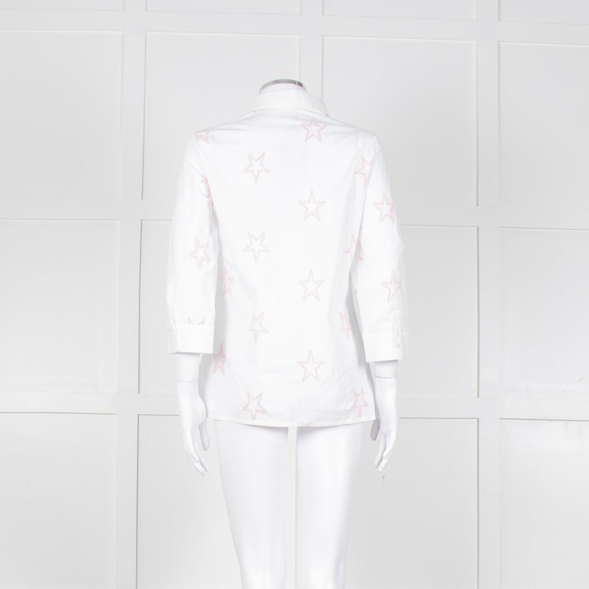 Daniel & Mayer White Pink Star Embroidered Shirt