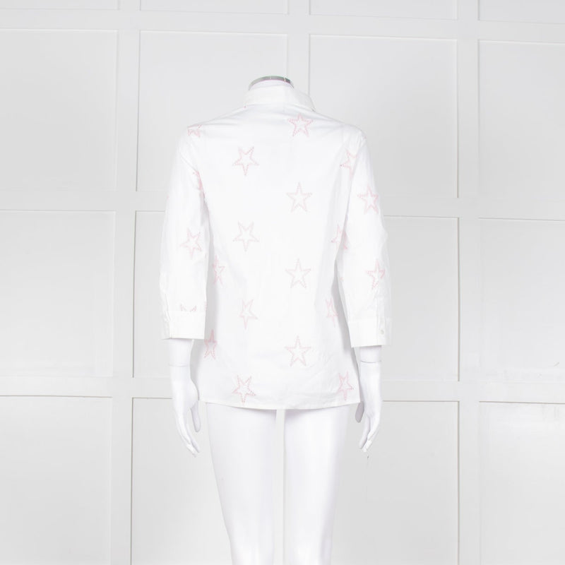 Daniel & Mayer White Pink Star Embroidered Shirt