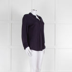 Bruno Manetti Navy Linen Slub Long Sleeve Top