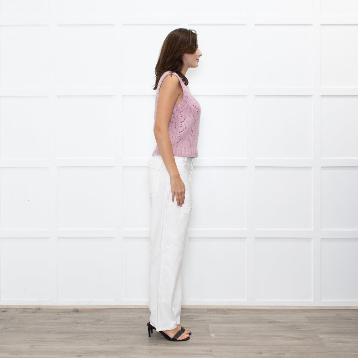 Wyse Dusty Pink Alpaca Knit Tank Top