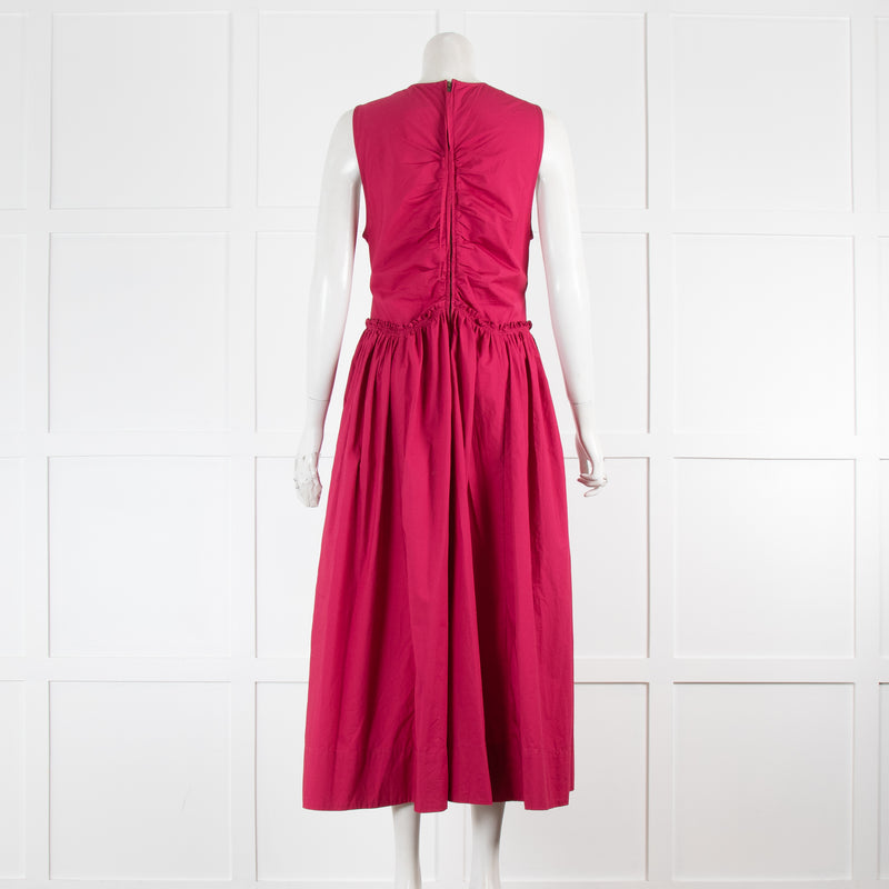 Ulla Johnson Raspberry Pink Frill Detail Sleeveless Cotton Dress