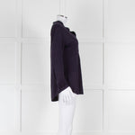 Bruno Manetti Navy Linen Slub Long Sleeve Top