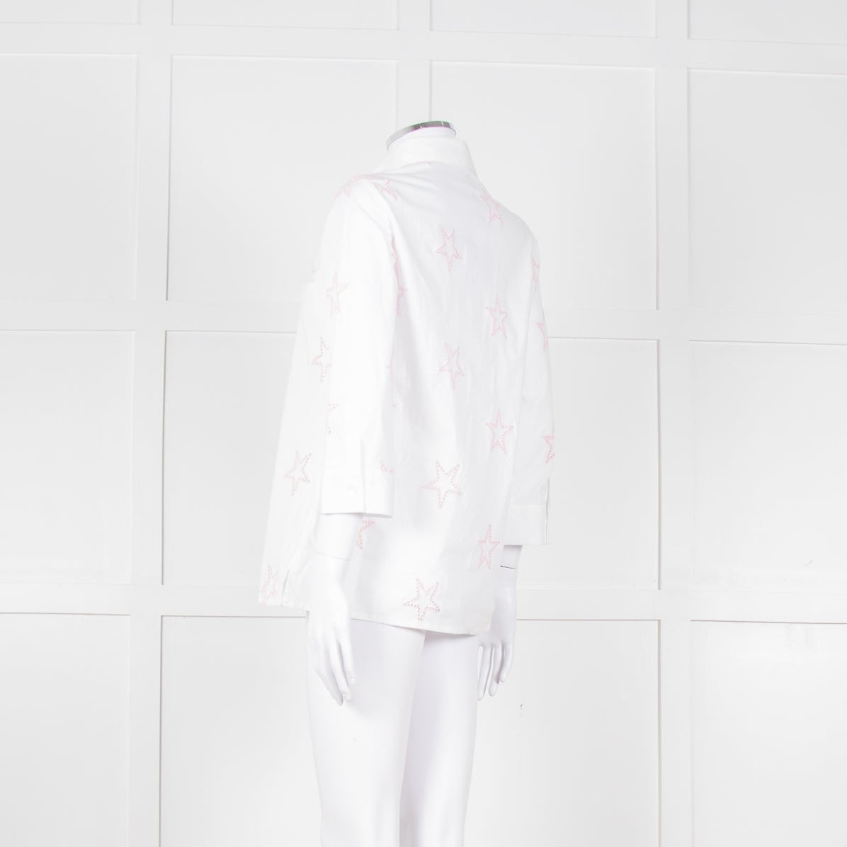 Daniel & Mayer White Pink Star Embroidered Shirt
