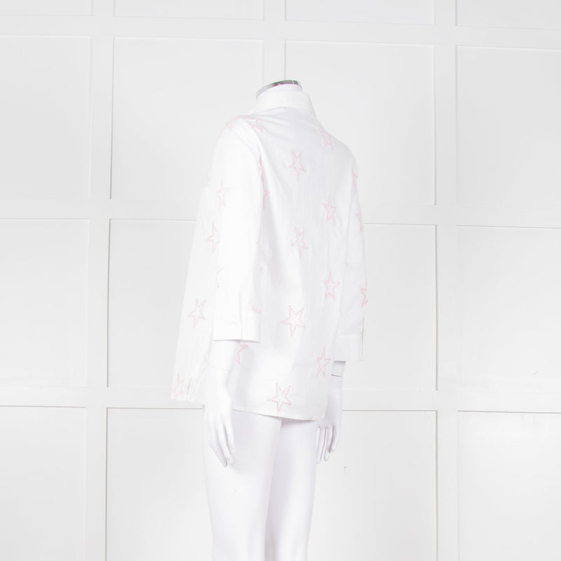 Daniel & Mayer White Pink Star Embroidered Shirt