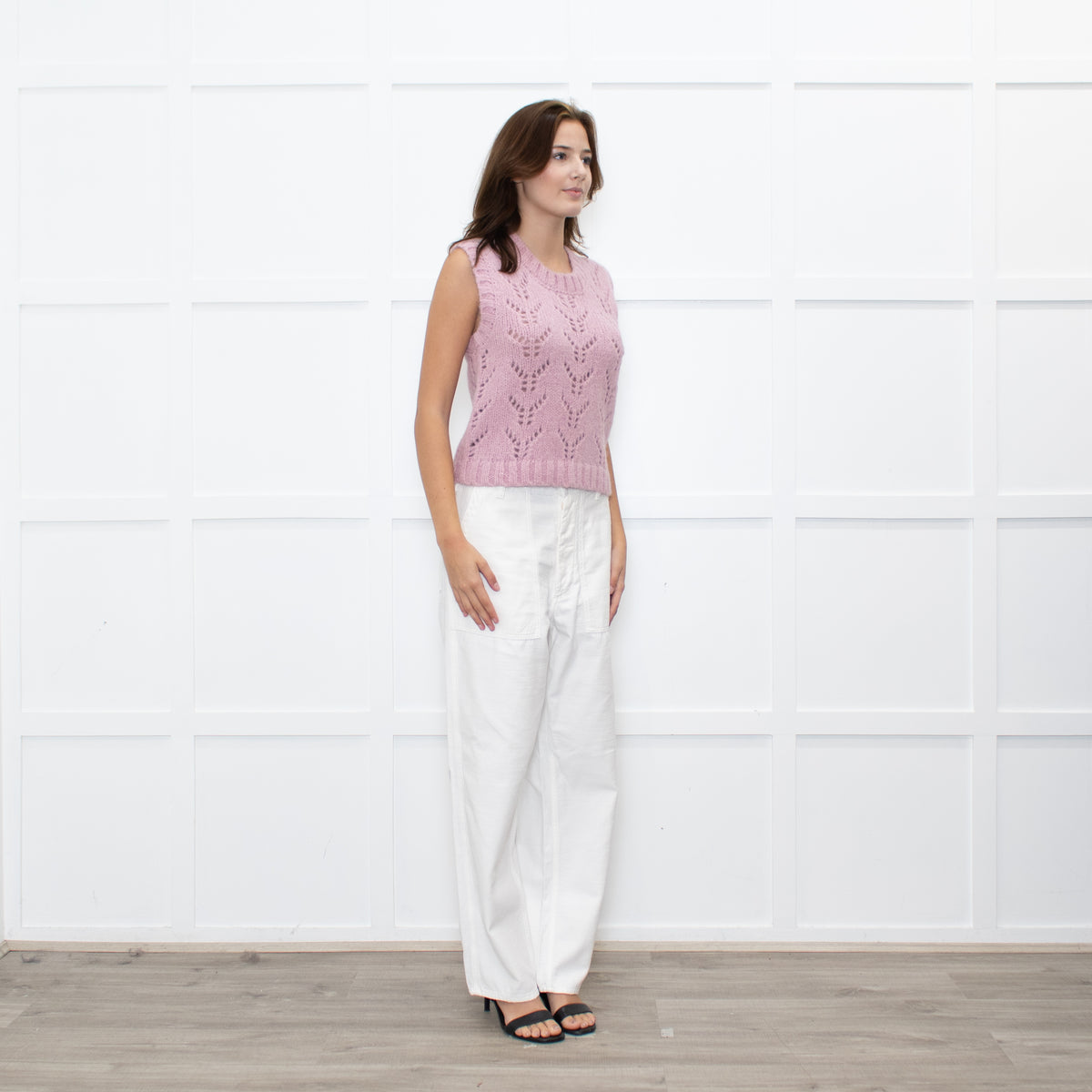 Wyse Dusty Pink Alpaca Knit Tank Top