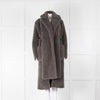 No Label Grey Faux Fur Coat With Detachable Scarf Collar