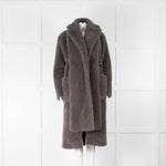 No Label Grey Faux Fur Coat With Detachable Scarf Collar