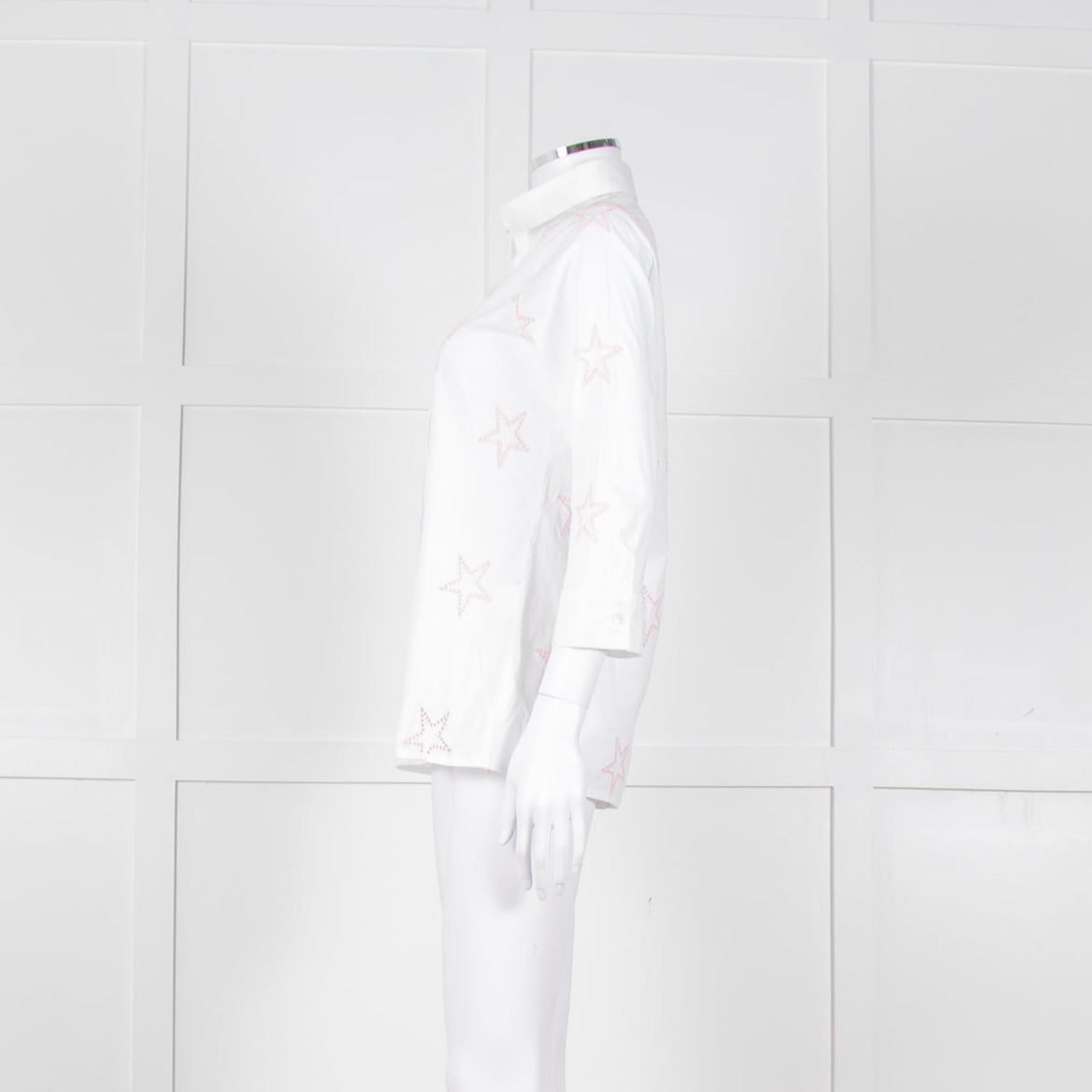 Daniel & Mayer White Pink Star Embroidered Shirt