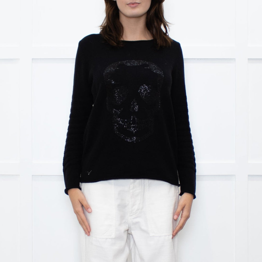 Zadig & Voltaire Black Diamanté Skull Jumper