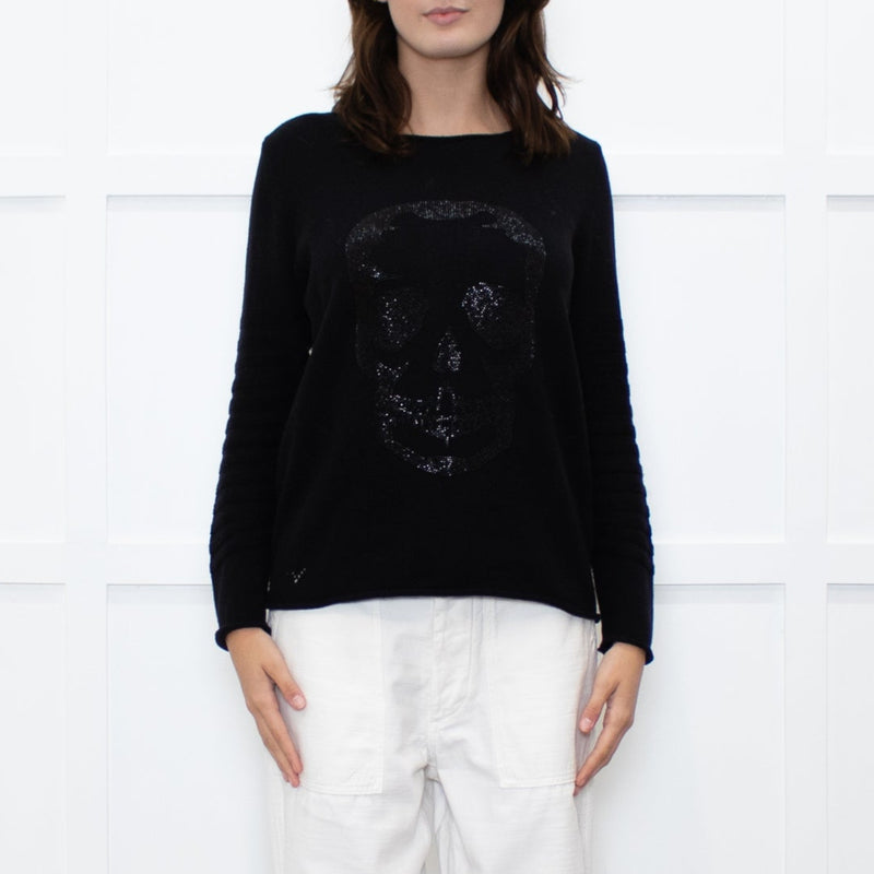 Zadig & Voltaire Black Diamanté Skull Jumper