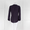 Bruno Manetti Navy Linen Slub Long Sleeve Top