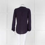 Bruno Manetti Navy Linen Slub Long Sleeve Top