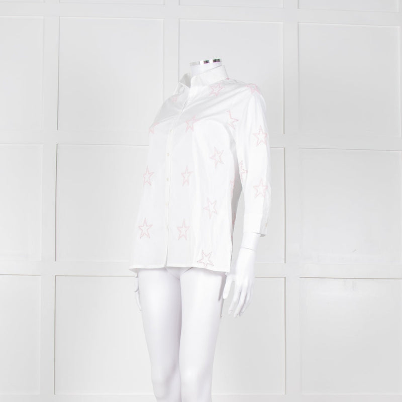 Daniel & Mayer White Pink Star Embroidered Shirt
