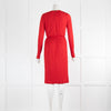 Max Mara Red Crinkle Long Sleeve Dress