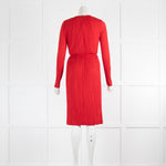 Max Mara Red Crinkle Long Sleeve Dress