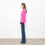 Serena Bute Pink Neon Pink Velvet Black Collar Top