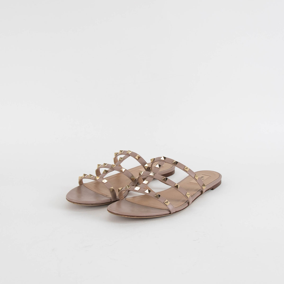 Valentino Garavani Nude Rockstud Flat Sandals