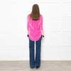 Serena Bute Pink Neon Pink Velvet Black Collar Top